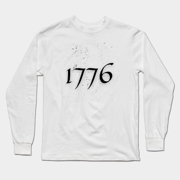 1776 - Splatter Version 1 Black Text Long Sleeve T-Shirt by Underthespell